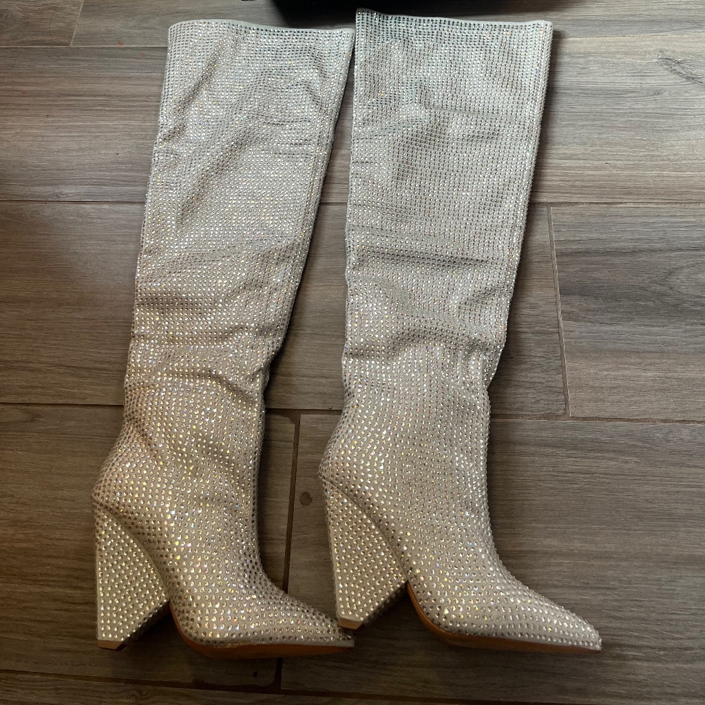 Silver Rhinestone Boots